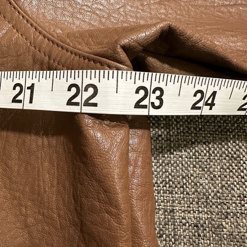 Old Navy Espresso Faux Leather Belted Biker Jacket XL - Picture 7 of 13